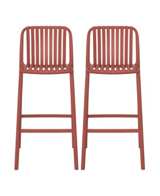 29.5" Outdoor Modern Plastic Patio Bar Height Stools (Set of 2)
