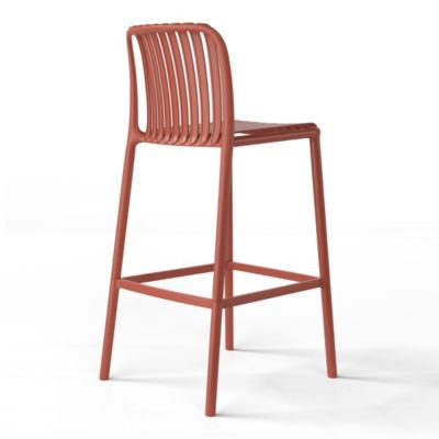 29.5" Outdoor Modern Plastic Patio Bar Height Stools (Set of 2)