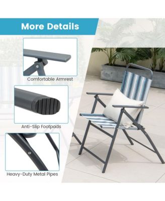 3pcs Patio Folding Dining Table Chair Set Heavy-Duty Metal Portable Outdoor