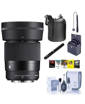 30mm f/1.4 DC DN Contemporary Lens for Fujifilm X, Bundle with ProOptic 52mm Filter Kit, Lens Cleaner, Lens Pouch, Cleaning Kit, Cap Keeper, PC