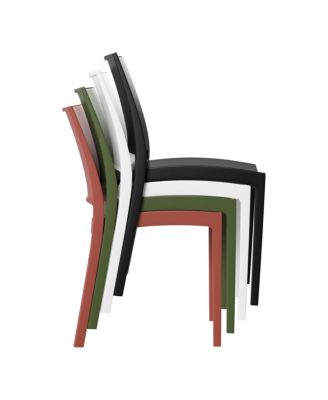 7-Piece Outdoor Rectangular Metal Patio Dining Table Set With Stackable Resin Patio Side Chairs