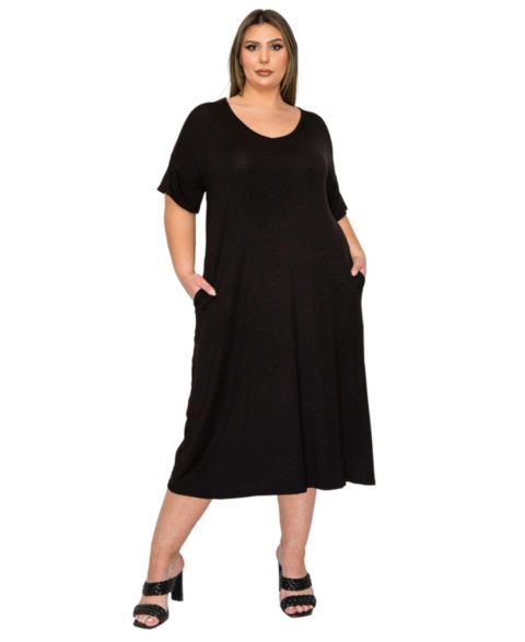Женское платье L I V D Plus Size Olivia Pocket Midi, цвет: Чёрный