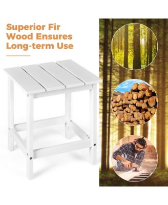 2PCS Patio Adirondack Chair Side Table Set Solid Wood Garden Deck