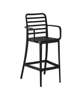 29.5" Outdoor Polypropylene Plastic Patio Bar Height Stools (Set of 2)