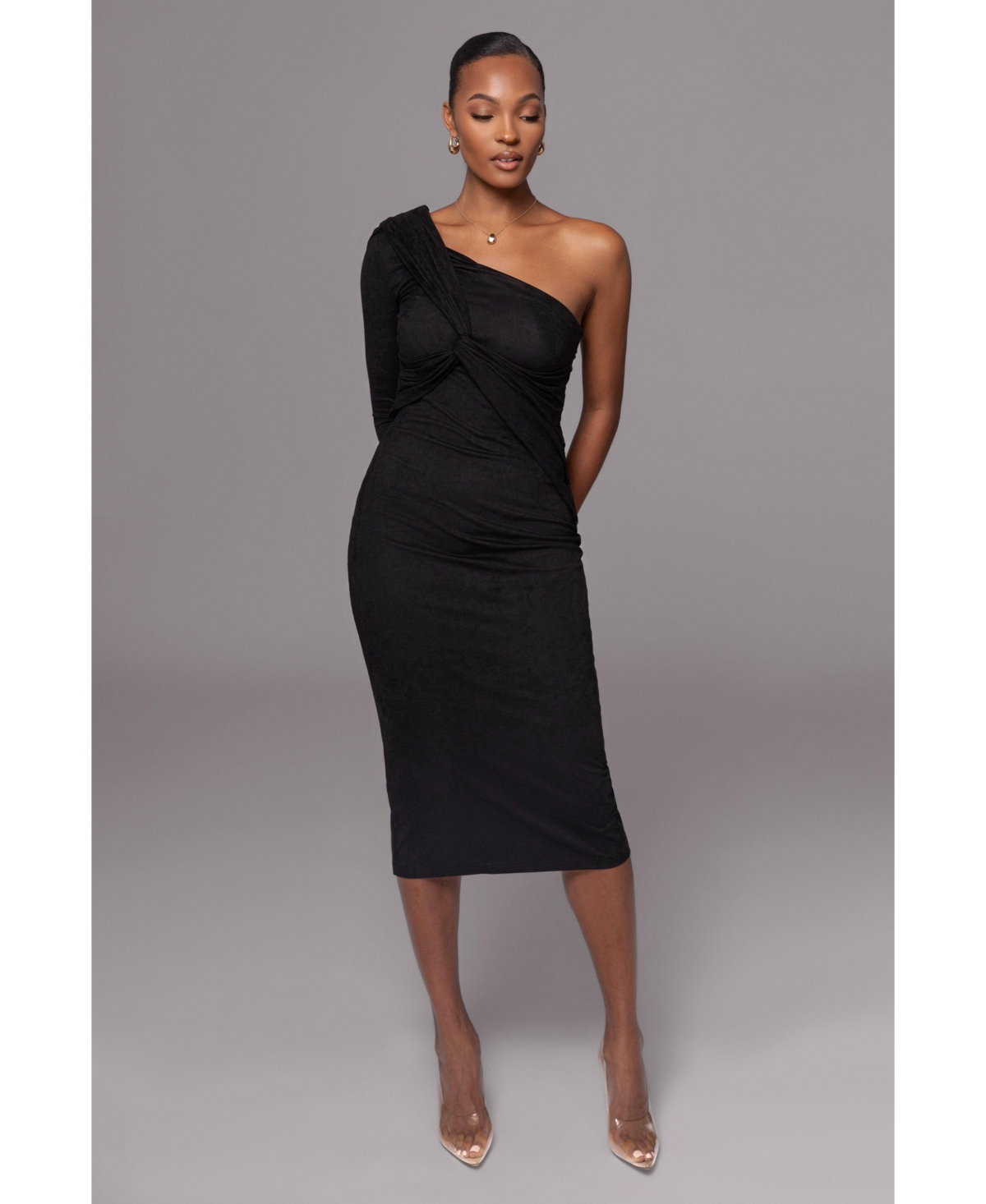 Dayanna Suede Midi Dress - Black