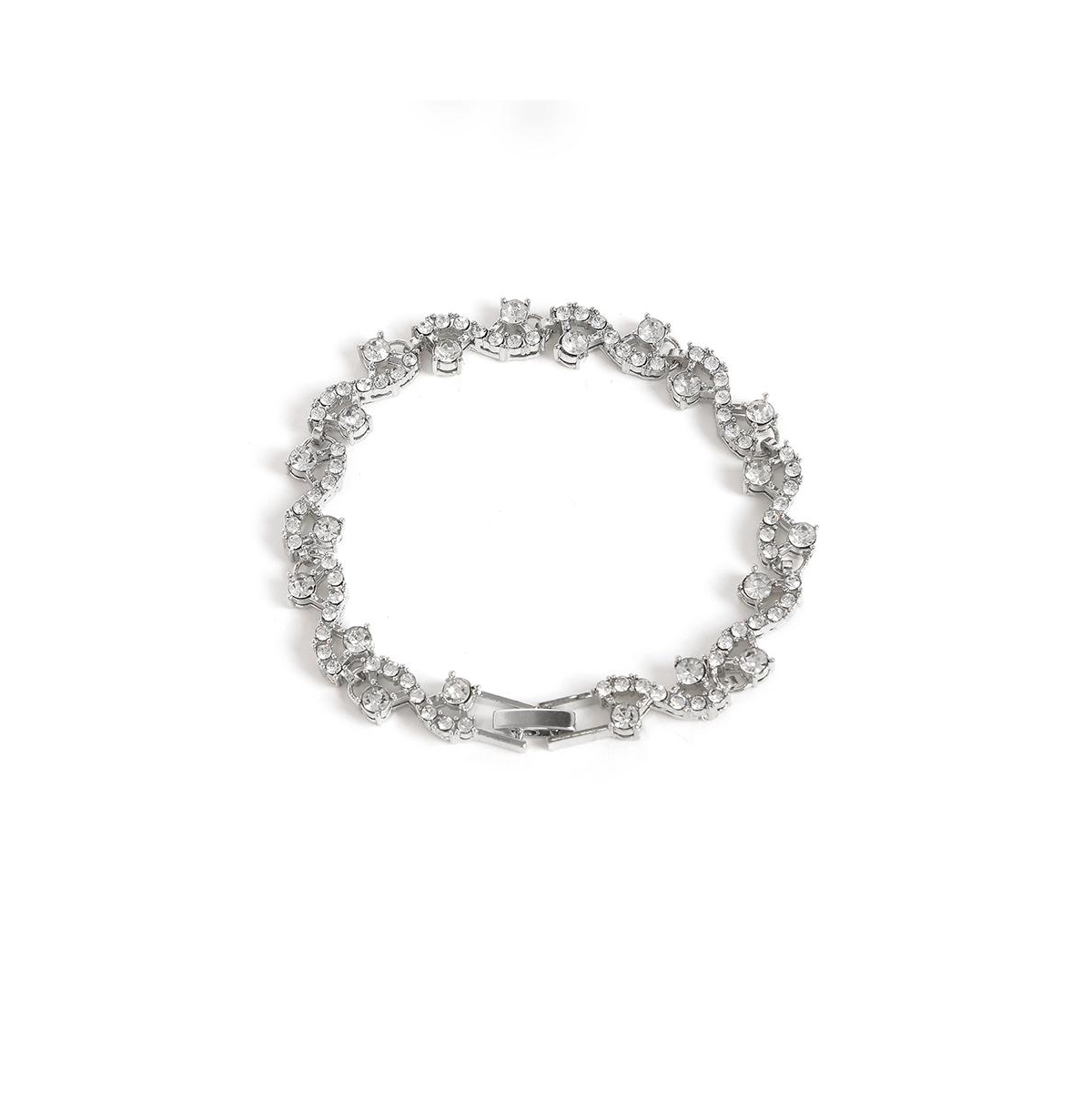 Sohi Women's Floral Stone Statement Bracelet In Silver