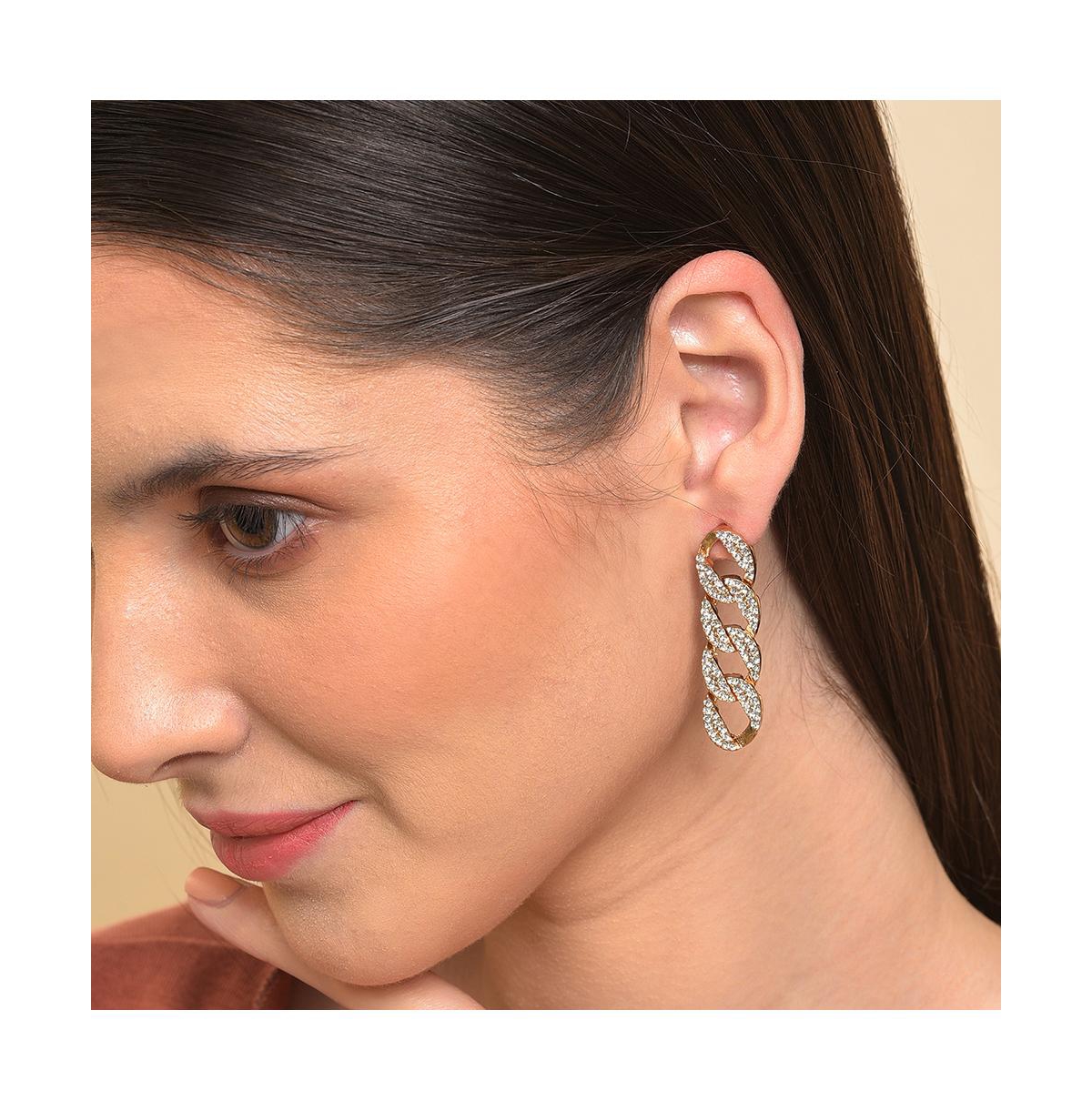 Sohi Women's Chainlink Drop Earrings In Silver
