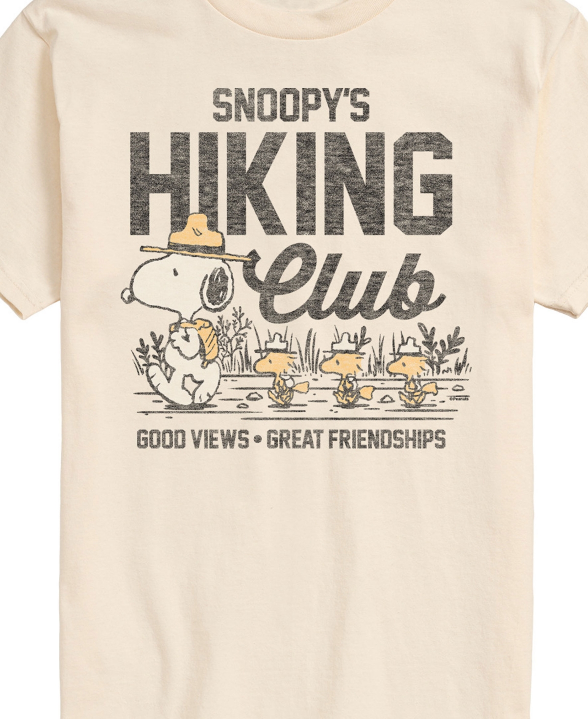 Airwaves Men's Peanuts Snoopy Hiking Club Short Sleeve T-shirt In Beige