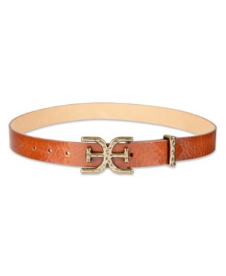 Women's Hammered Double-E Logo Plaque Buckle Belt