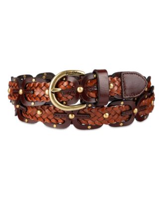 Women's Western Double-E Link Braided Leather Belt