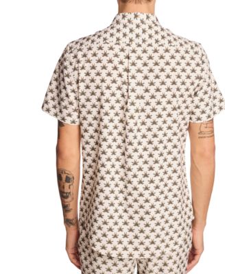 Men's Gilby Slim Fit Short Sleeve Printed Button-Front Swim Shirt