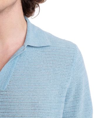 Men's Slim Fit Short Sleeve Open Collar Knit Polo Sweater