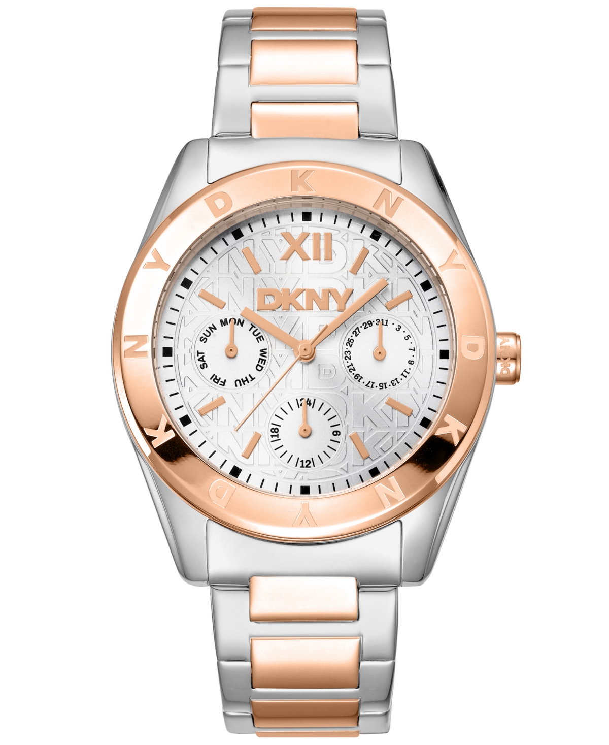 Women's Chambers Multi Sport Chronograph Silver Dial Red Gold Two-Tone Stainless Steel Bracelet Watch 36mm - Two Tone