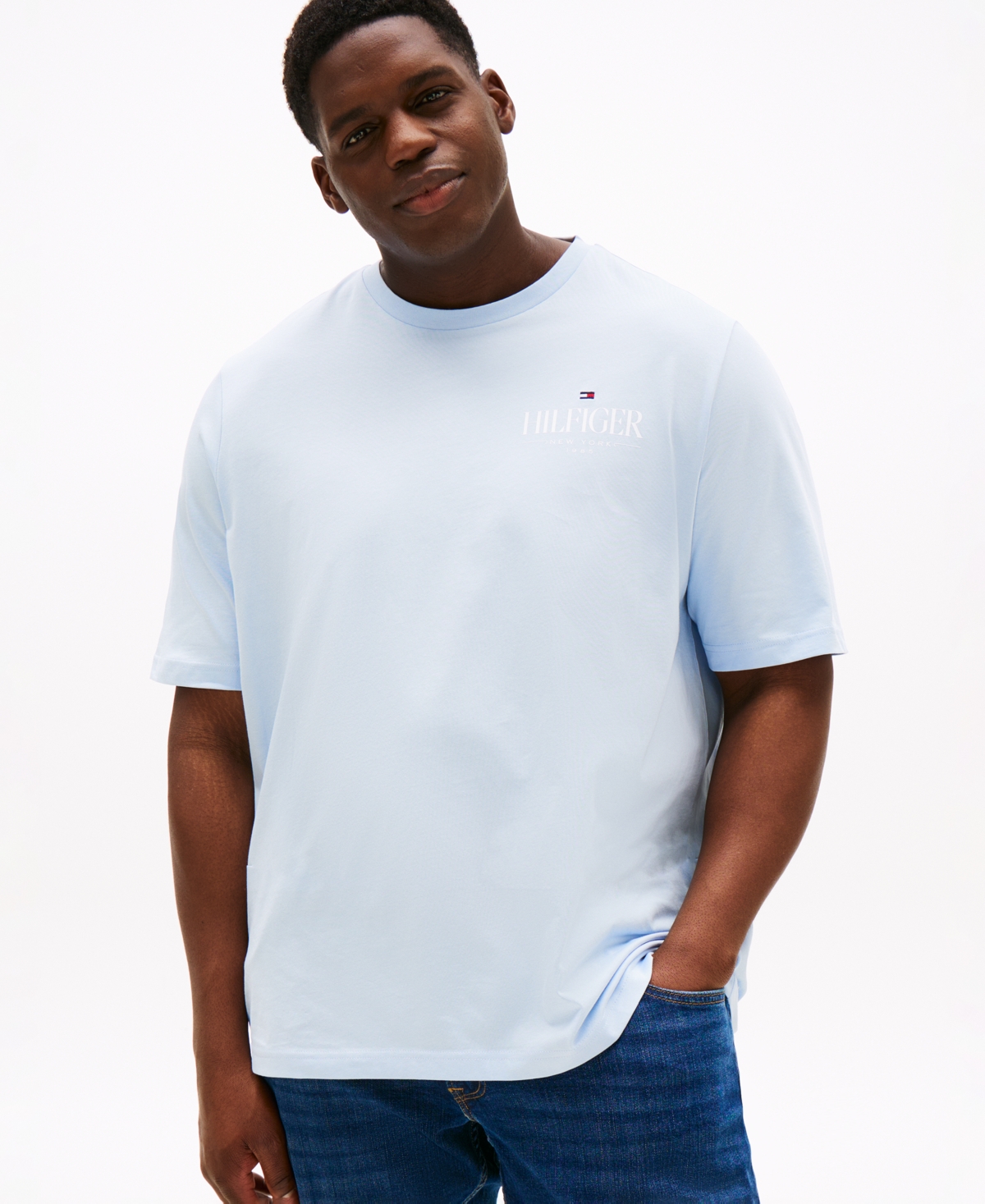 Tommy Hilfiger Men's Big & Tall Short Sleeve Crewneck Stack Logo T-shirt