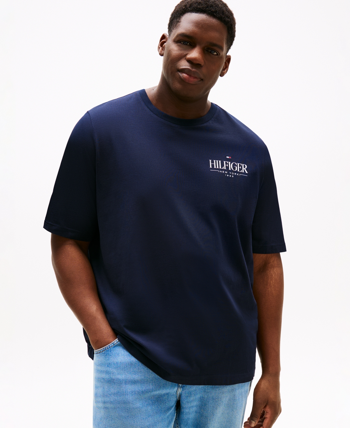 Tommy Hilfiger Men's Big & Tall Short Sleeve Crewneck Stack Logo T-shirt