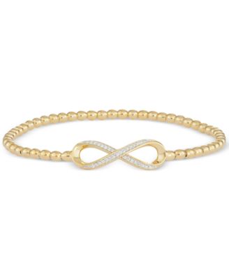 Macy's - Diamond Infinity Bead Bracelet (1/6 ct. t.w.) in 14k Gold over Sterling Silver