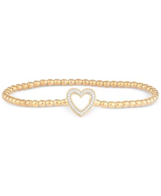 Macy's Wrapped™ Diamond Heart Stretch Bead Bracelet (1/6 Ct. T.w.) In ...