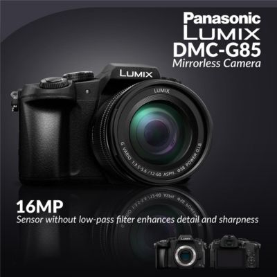 LUMIX DMC-G85 Mirrorless Camera w/12-60mm f/3.5-5.6 LUMIX G OIS Lens With 45-150mm f/4.0-5.6 Aspherical Lens for MFT, Matte Black