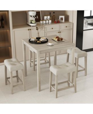 5-Piece High Top Dining Set – Square Bar Table with 4 Padded Stools for Kitchen, Dining, or Entertainment Area