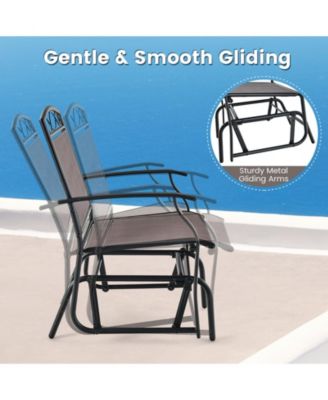 Set of 2 Outdoor Metal Glider Armchairs with Weather-resistant Fabric