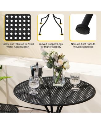 3 PCS Patio Bistro Set All-weather Metal Table & Chair Set for 2 Person Modern Furniture Set