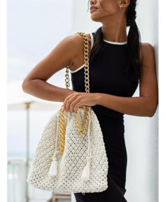 COLETTE Macrame Beach Bag In Off-White