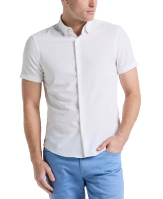 Perry Ellis - Men's Slim-Fit Stretch Solid Button-Down Seersucker Shirt