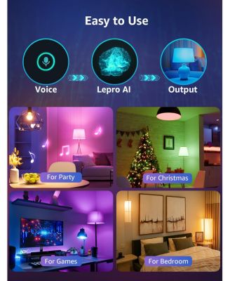 B2 AI Smart RGBWW LED Light Bulbs, 1100LM Color Changing LED Bulb, Alexa Google Assistant Enabled, Voice Control, 2.4GHz WiFi Bluetooth, 4 Pack
