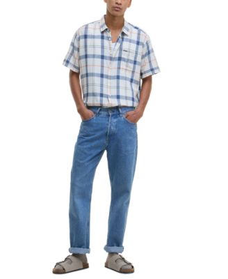 Men's Croft Short Sleeve Button-Front Tartan Pattern Shirt