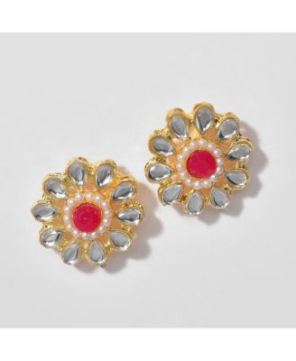 Women's Gold Plated Kundan Beaded Jewellery Set