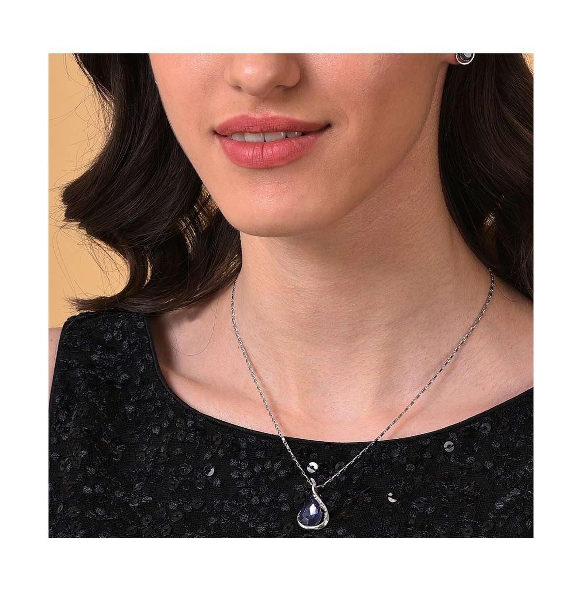 Sohi Women's Silver Plated Designer Jewellery Set In Blue