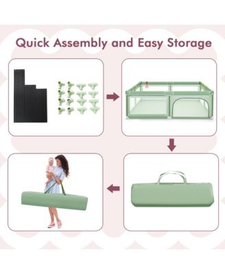 Baby Playpen Extra-Large Safety Fence w/ Ocean Balls & Rings