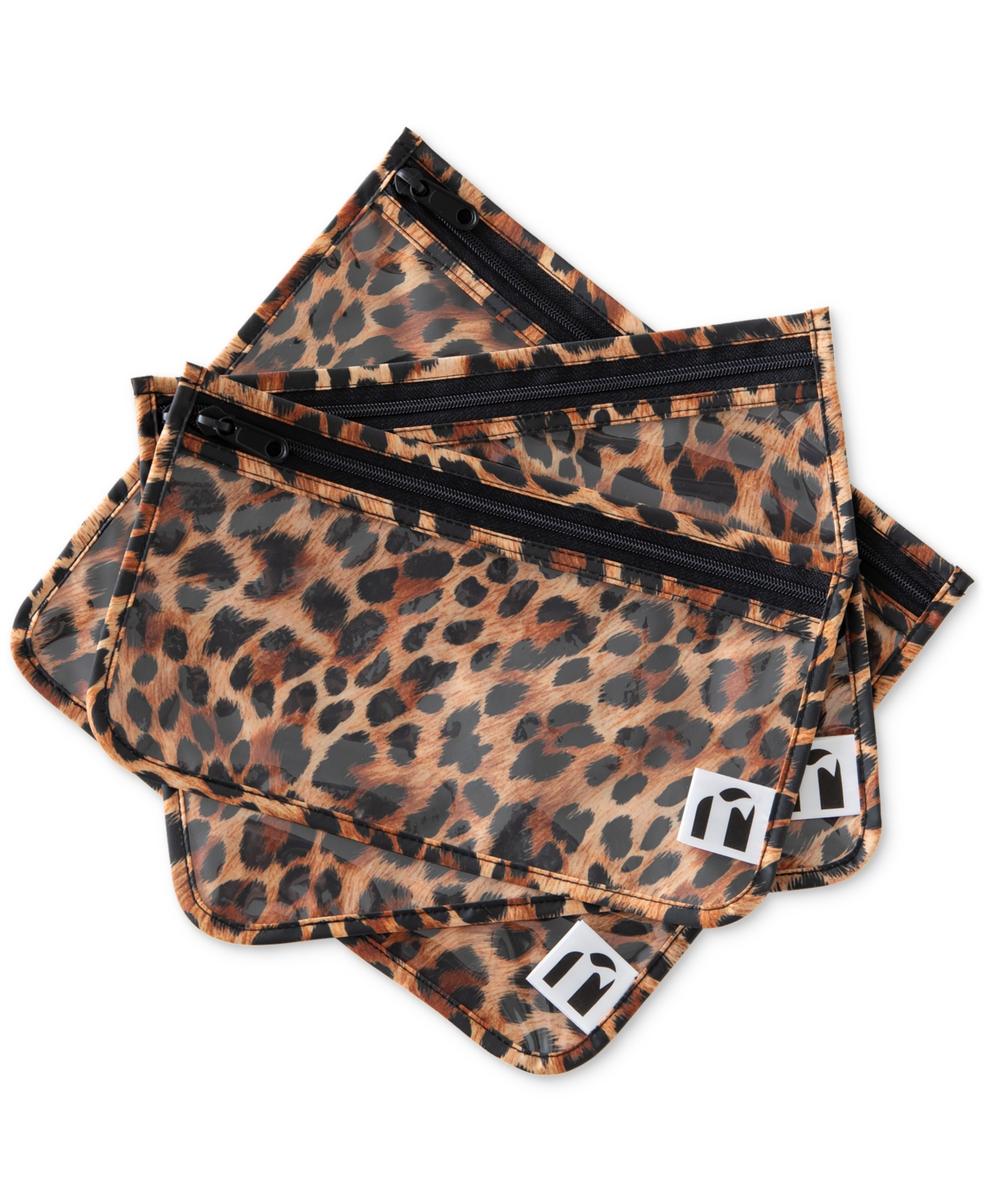 Bumkins Leopard Clear Travel Bags, 3 Pack