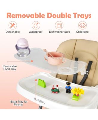Baby Foldable High Chair w/ Double Removable Trays