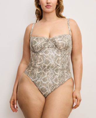 Women's Snake-Print Underwire One-Piece Swimsuit, Regular And Plus Size