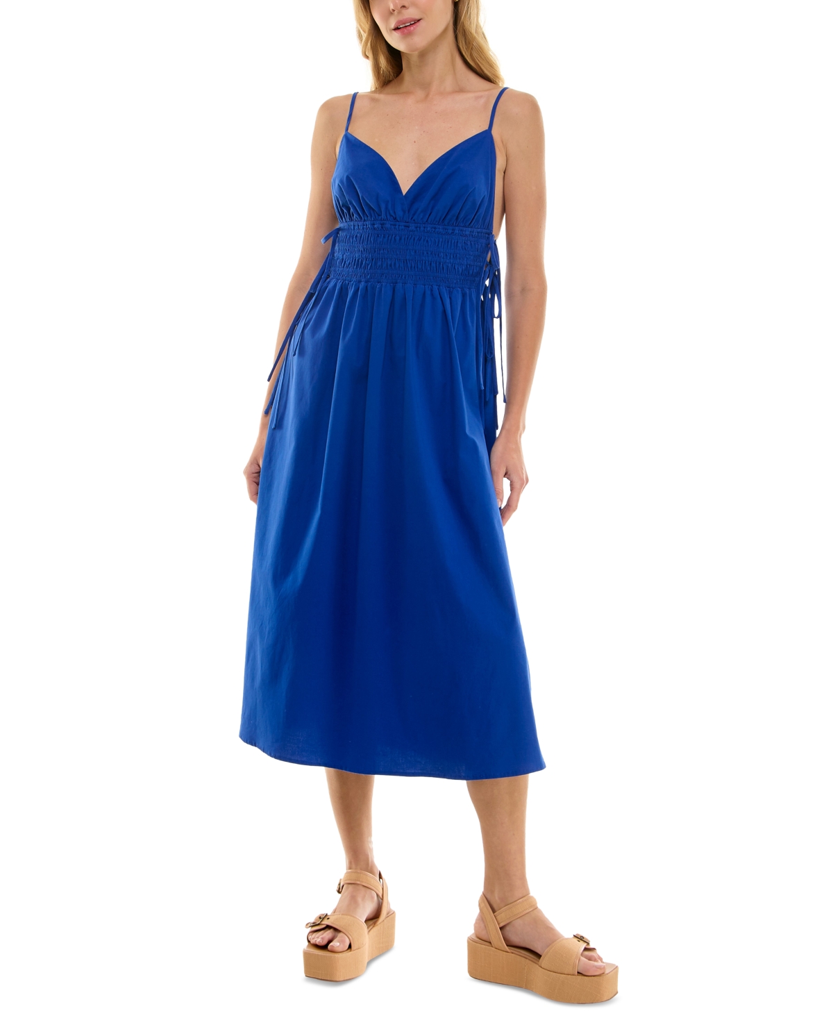 Beauty & Grace/K&K Clothing Llc Juniors' V-Neck Sleeveless Midi Dress - Dark Blue