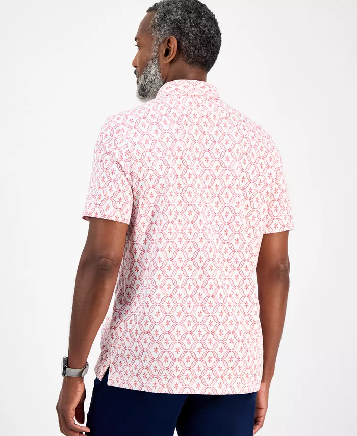 Men's Pima Cotton Ted Short Sleeve Medallion Print Polo Shirt - thumbnail 5