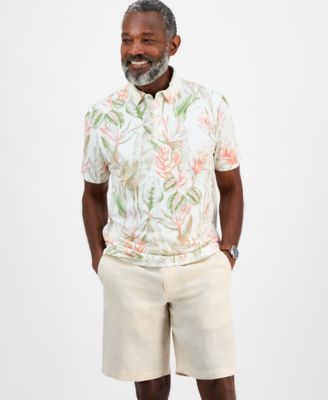 Men's Hero Short Sleeve Leaf Print Polo Shirt, Exclusively at Macy's