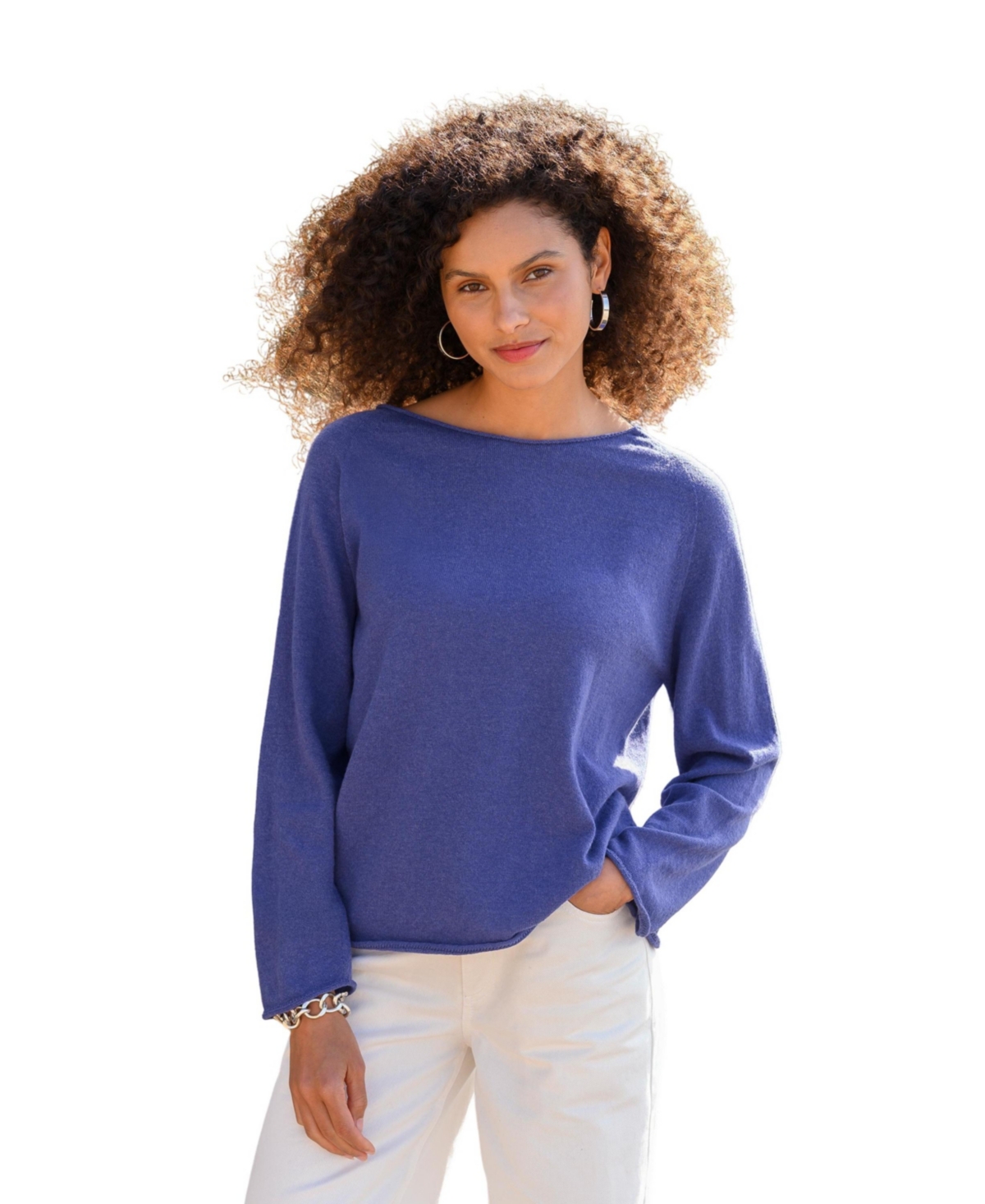 Women's Supersoft Boat Neck Sweater - Indigo