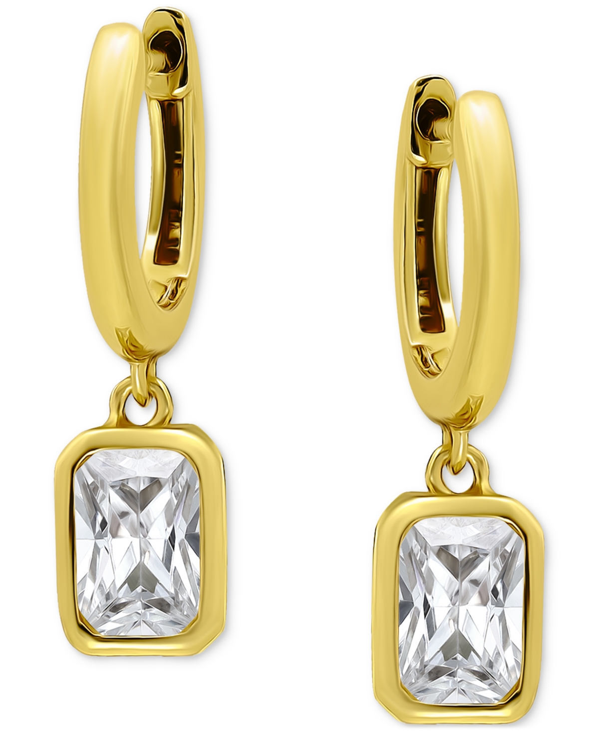 Giani Bernini Cubic Zirconia Octagon Bezel Dangle Hoop Earrings (1-5/8 Ct. T.w.) In Sterling Silver, Exclusively A