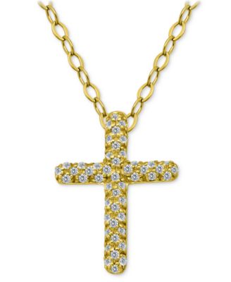 Cubic Zirconia Cross Pendant Necklace, 16" + 2" extender