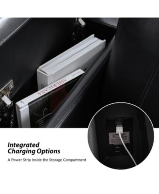 Modern Lothaire Genuine Leather Power Recliner with Adjustable Power Headrest