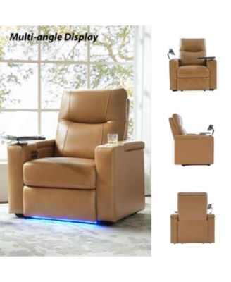 Modern Lothaire Genuine Leather Power Recliner with Adjustable Power Headrest