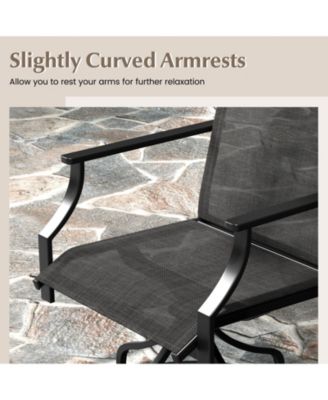 Patio Swivel Dining Chairs Set of 2 with Heavy-duty Metal Frame and Armrests