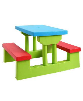 4 Seat Kids Picnic Table w/Umbrella Garden Yard