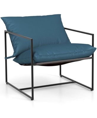 2PCS Sling Accent Chairs Metal Framed Armchairs with Removable Sponge Cushions