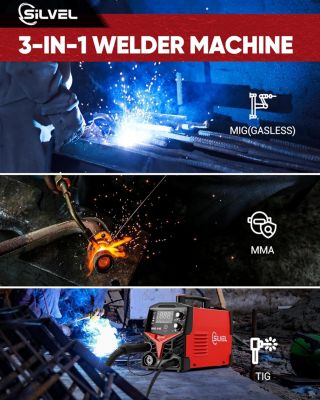 140A MIG Welder, 3 in 1 MIG/ARC/Lift TIG Welding Machine, 110V Flux Core Welder with IGBT Inverter, Home Welder Gasless Welder Machine