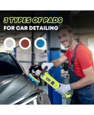 Buffer Polisher, 1600W 7 Inch/6 Inch Polisher for Car Detailing, Wax Machine, 7 Variable Speed, with 6 Foam Pads, 3 Wool Pads, Packaging Bag, for Boat Polishing and Waxing