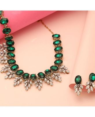 Women's Gold Plated Designer Stone Jewellery Set