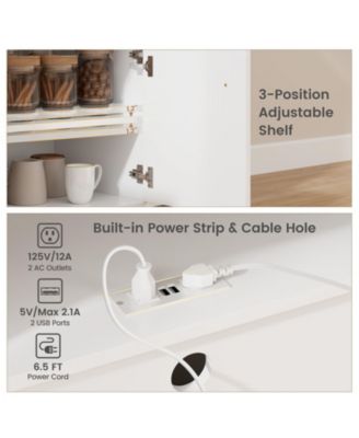 Rolling Kitchen Island Cart with Drop Leaf, Power Strip & Adjustable Shelf – Portable Prep Station